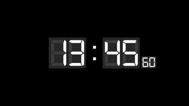 Digital clock display showing the timer in a glossy 3D seven-segment style on a black background. Perfect for themes like time management, alarm, productivity, digital interface, and UI/UX design.
