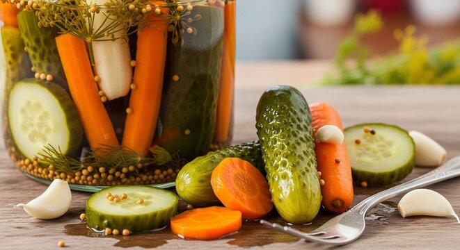 Pickled vegetables close up