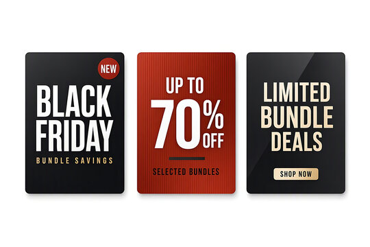 Black friday sale banners with seventy percent off discount and