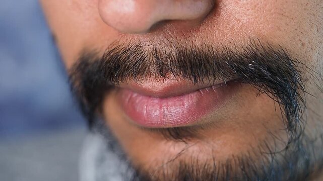 Close up of man with beard showing lip area and facial hair details