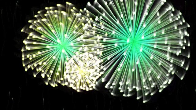 Vibrant fireworks display lighting up night sky with colorful bursts