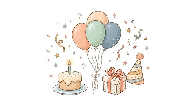 happy birthday card with balloons