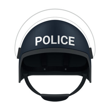 Riot police helmet with transparent protective visor illustration