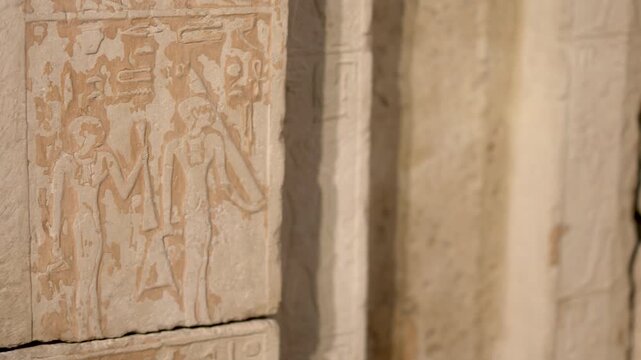 Ancient Egyptian Hieroglyphic Stone Carving Bas Relief Close Up