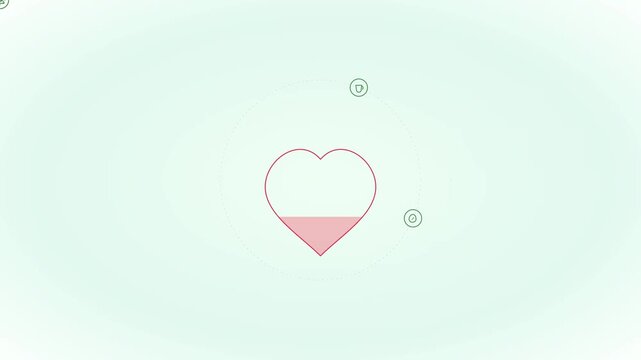 Minimalist heart vector animation filling with pink liquid graphic design motion clip for health concepts