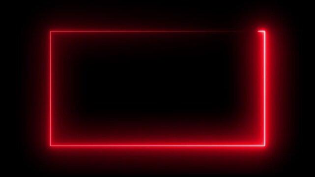 glowing neon blue color square rectangle picture frame icon animation display neon box footage shape round seamless border technology, loop, seamless, motion, 