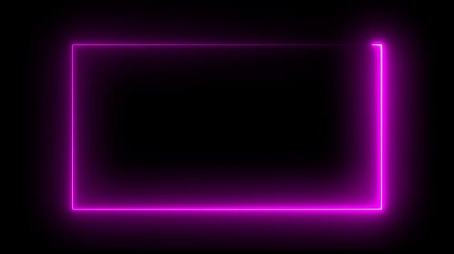 glowing neon blue color square rectangle picture frame icon animation display neon box footage shape round seamless border retro background, overlay, template, vibrant, 
