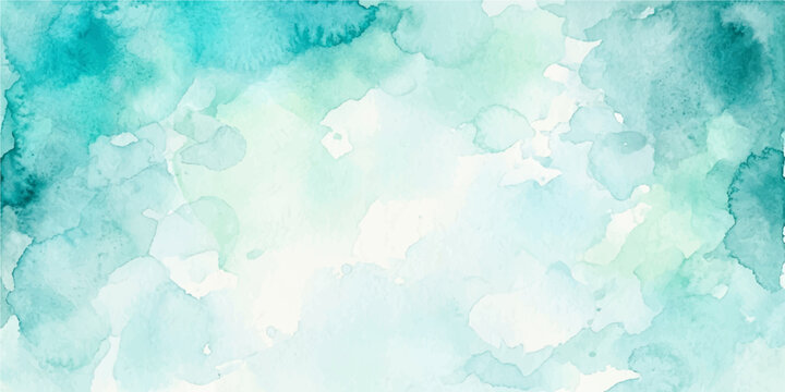 Abstract teal watercolor wash texture on white background with paint texture teal blue artistic background watercolor spl