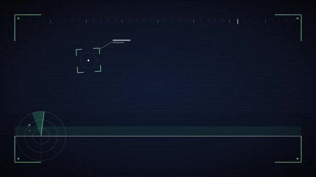 Mint Green Futuristic HUD Interface with Radar Target Lock and Progress Bars on Dark Navy Screen