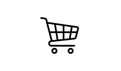 Black outline icon of a shopping cart for retail and commerce © Masud
