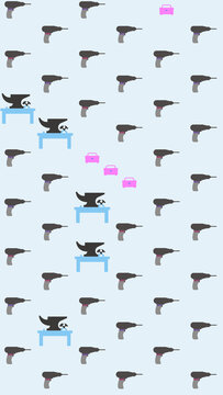 Drills, Anvils, Hammers, and Toolboxes Pattern