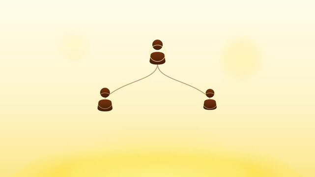 Organizational chart animation showing corporate hierarchy structure connecting business team members in motion video footage