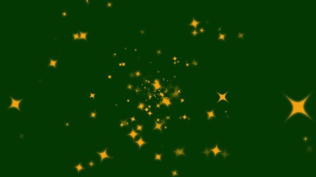 2D Twinkle sparkle stars animation in the night sky, blinking retro vector stars,blinking light effect on green screen, particle magic tail sparkling glitter star loop animation. 4k video
