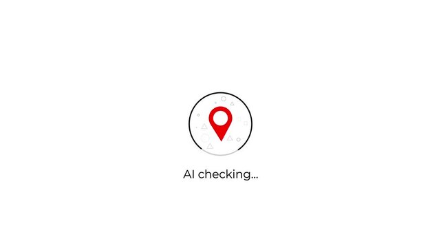 white background ai checking location map animation motion graphics .