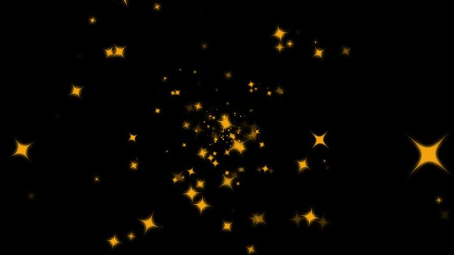 2D Twinkle sparkle stars animation in the night sky, blinking retro vector stars,blinking light effect on black screen, particle magic tail sparkling glitter star loop animation. 4k video