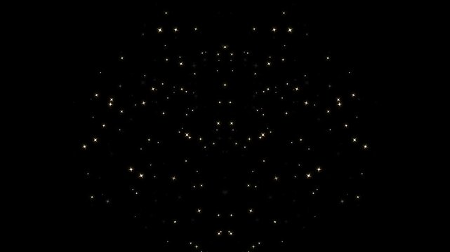 Fairy dust shimmer line, sparkling star transition effect on a black screen background. 4k blinking retro vector stars and dots, white glowing stars sparkle, glitter motion explosion animated effect.