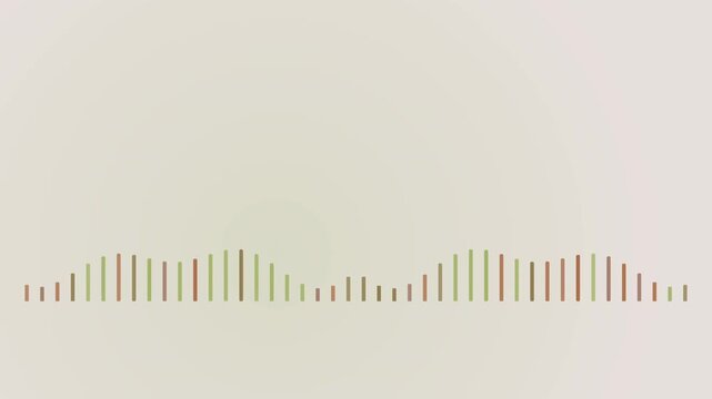 Thin vertical bars forming undulating wave pattern across soft beige gradient background, rhythmic equalizer