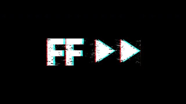 Retro Fast Forward FF Glitch Effect Alpha Channel - VHS Scanlines Chromatic Aberration 4K Transparent Overlay.