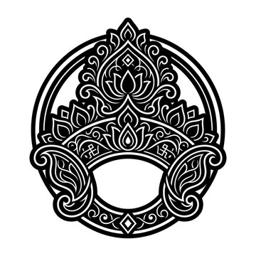 Ornate Thai Lotus Mandala Ornament Circular Decorative Pattern For Tattoo And Design Use