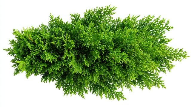 Top view of thuja tree foliage, isolated on white background