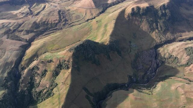 Nevado del Ruiz Volcano Covered with Snow above the Andean Highlands in Colombia. Aerial View.