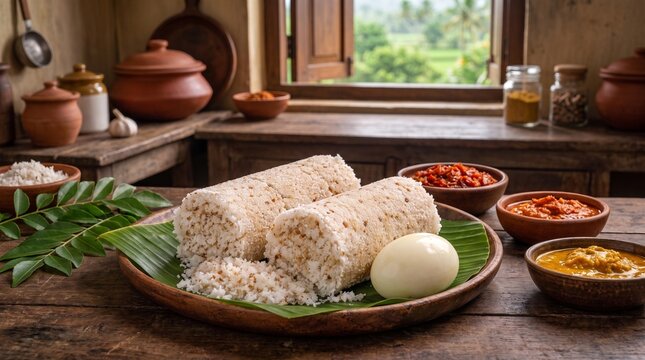 Pittu Sri Lankan Steamed Coconut Breakfast Dish