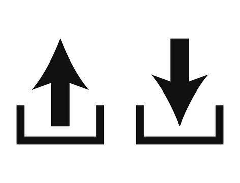 Upload and Download Arrow Icon Set Isolated on Transparent Background