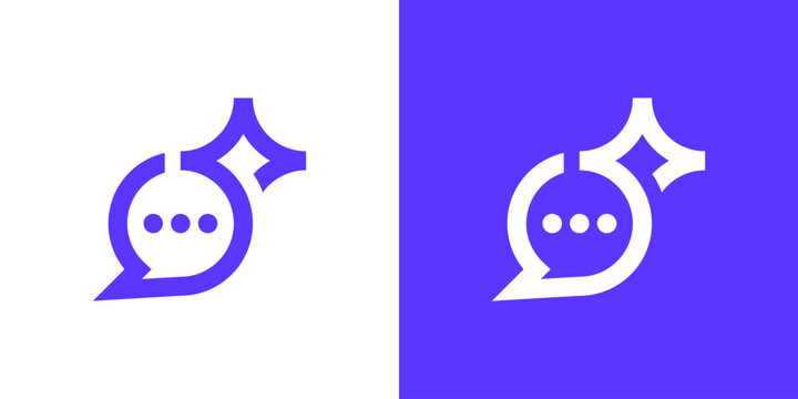 logo design combining chat and star, design vector icon idea