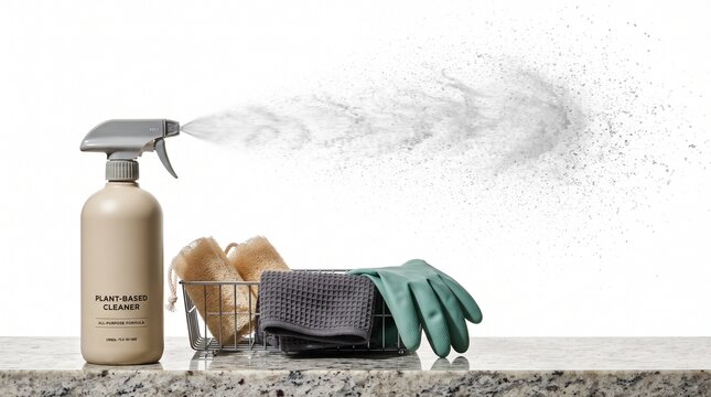 Plant based cleaner spray bottle isolated on white background