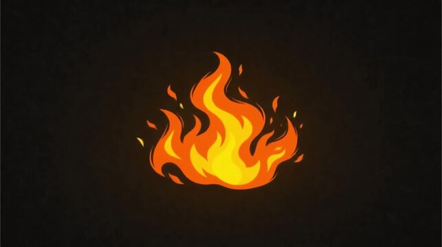 Simple fire element 2d animation vfx with cartoon, flat doodle  style and glow effect, suitable for video burn reveal, game and animation, alpha channel only 4k.
