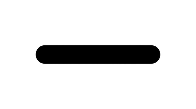 Black minus sign icon isolated on transparent background