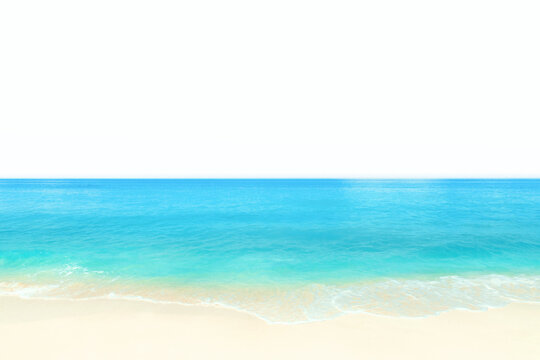 sea ​​waves rolling on sandy beach isolated on white