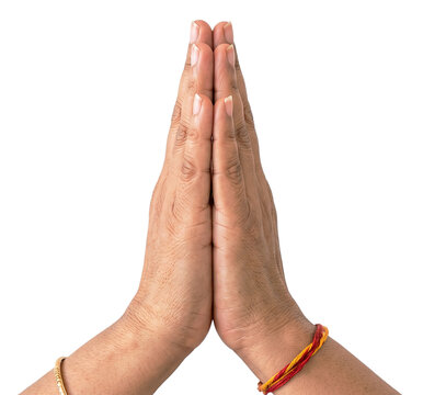 Namaste or Namaskar hands gesture with transparent background. Human hands in religion worship. Power of hope or love and devotion,