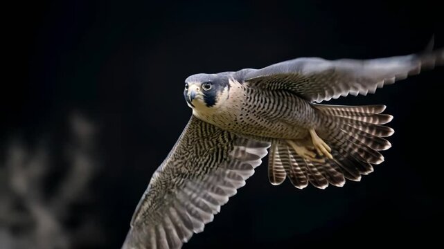 peregrine falcon flying close up isolated on black background video
