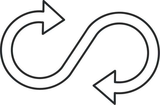 Infinite loop symbol with two opposing arrows in a continuous cycle