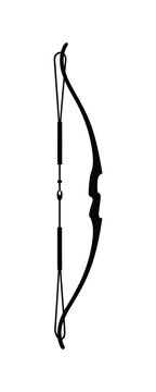 Traditional longbow silhouette featuring reinforced string and grip for competitive sport.