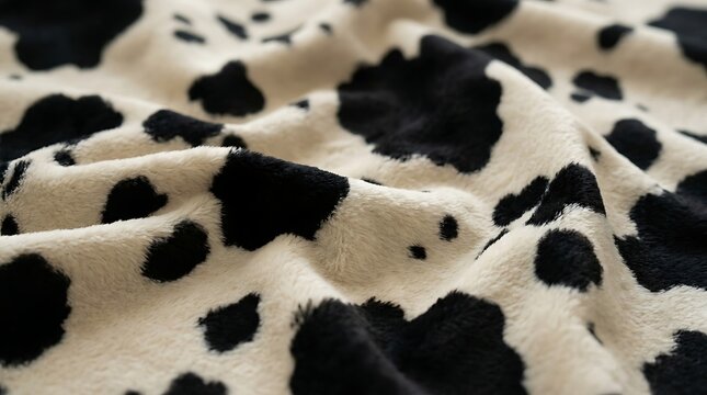 Soft cow hide pattern fabric with black and white spots for interior