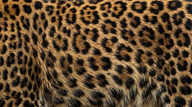 Detailed closeup of natural leopard fur texture with black and brown