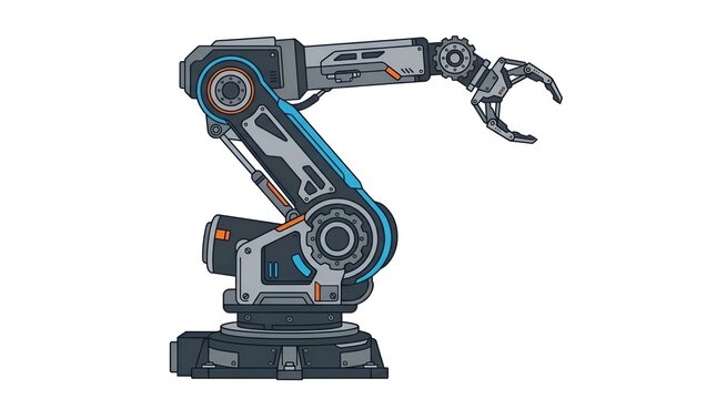 Industrial robotic arm vector illustration