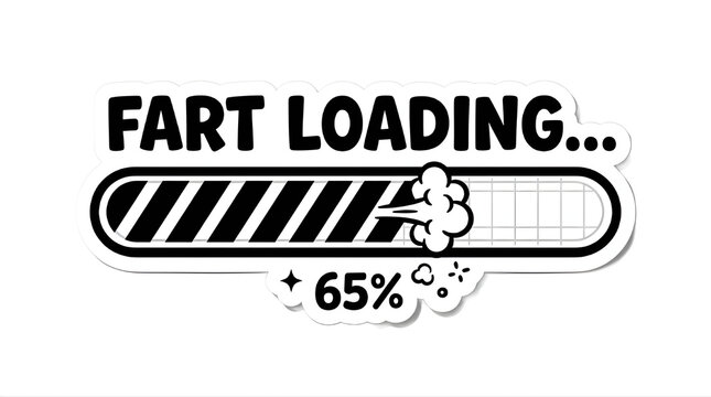 Funny fart loading progress bar sticker with sixty five percent text