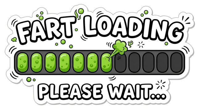 Funny fart loading progress bar sticker isolated on transparent