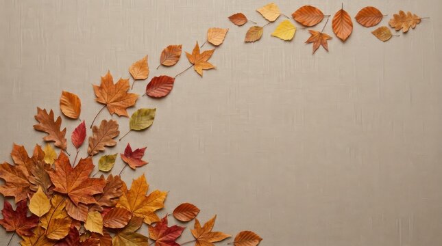 Colorful autumn leaves arranged in a decorative corner frame border design