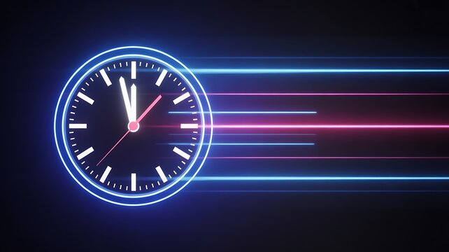 Digital clock representing time management speed and modern technology