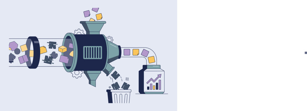 Data Processing and Business Intelligence Transformation Concept Illustration