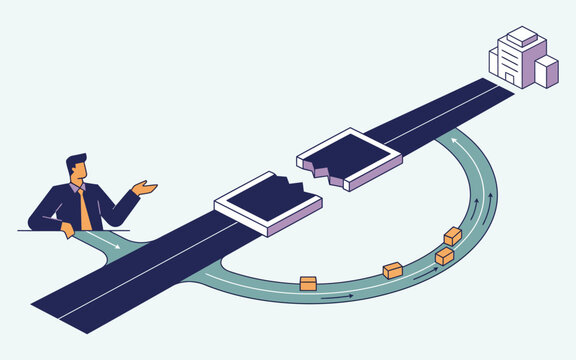Businessman Presenting Digital Supply Chain and Automated Warehouse Logistics System