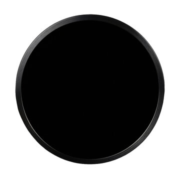 Circle features a solid black circular surface enclosed within a dark rim against a bright background.