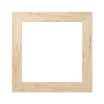Wooden picture frame stands empty against a plain transparent background for creative design presentation.