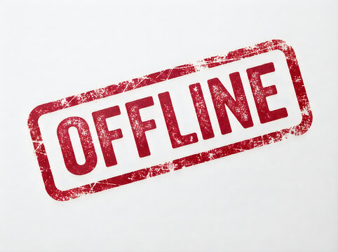 Red offline stamp on paper background