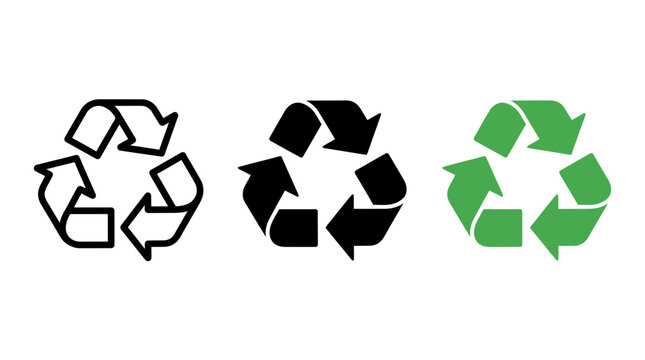 Recycling icon set vector design with arrows for ecological and sustainable