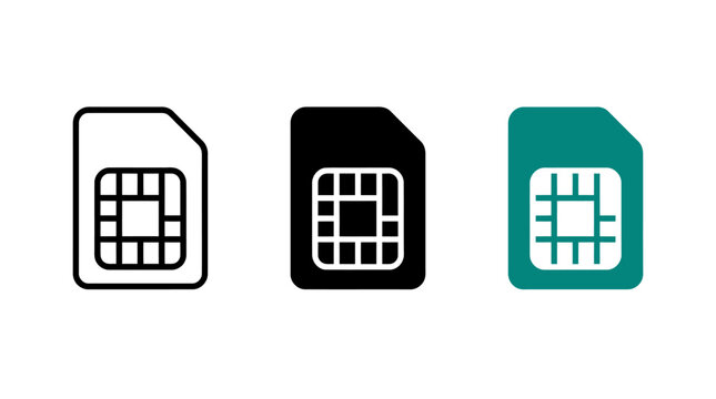 SIM card chip vector icon design set isolated on a white background presentation
